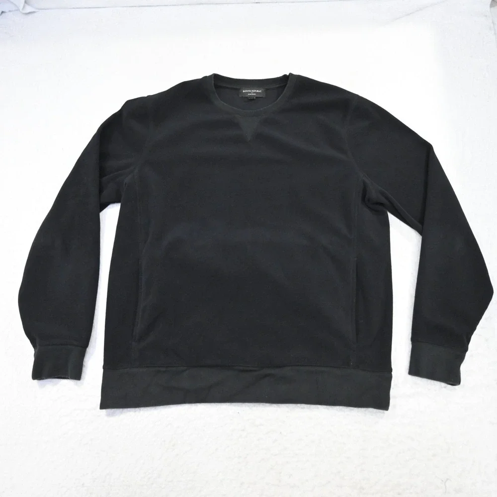 Banana Republic Ultrawarm‎ Fleece Sweatshirt Mens Size Large Black W/ Pockets